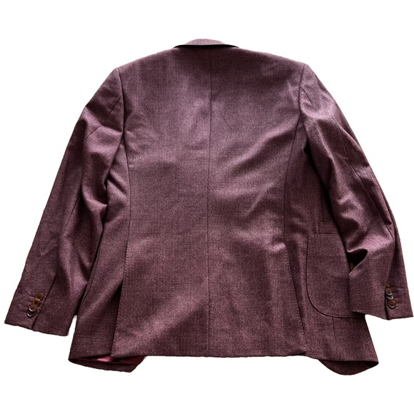 August McGregor Cranberry Herringbone Wool Sport Coat - 38 - Picture 2 of 5